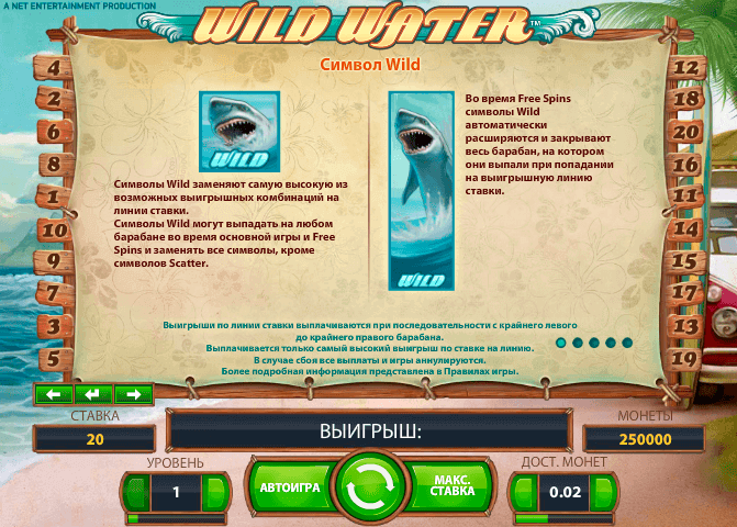 Играть онлайн в интернет казино на слоте Wild Water