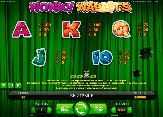 Играть на атвоматах Wonky Wabbits