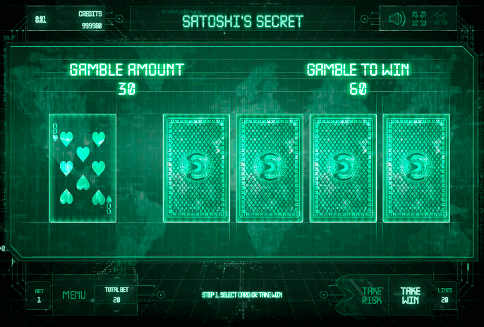 игра на удвоение на игровом слот автомате Secrets Satoshi